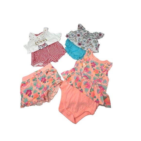 Baby Girl's Outfits - Peach Floral, Red‎ & White Check, Turquoise & White -24 M - Picture 1 of 8